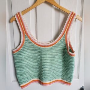 Hem & Thread Crochet Crop Top Boho Hippie Festival Coastal Size L